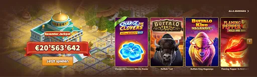 MyEmpire Jackpot-Bereich – Spiele jetzt mit Chance auf über €20 Millionen Gesamtjackpot. Gesamtjackpot bei MyEmpire: €20'563'627 – Jetzt spielen. Spielvorschau mit Titeln wie